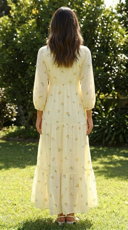 Daisy | Floral Tiered Boho Puff Sleeve Maxi Dress