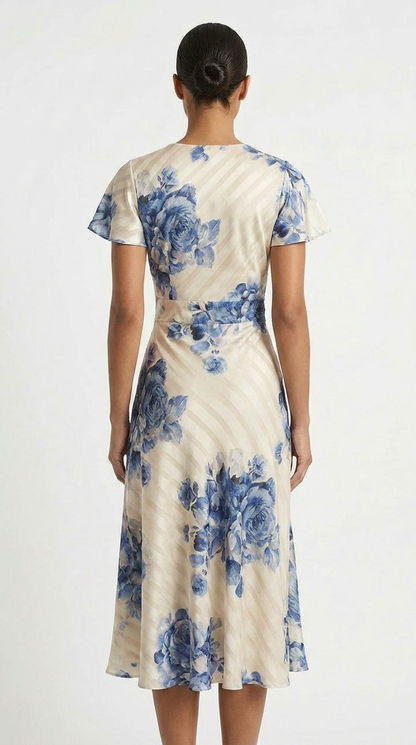 Brielle | Floral Ruched Wrap Wedding Guest Midi Dress