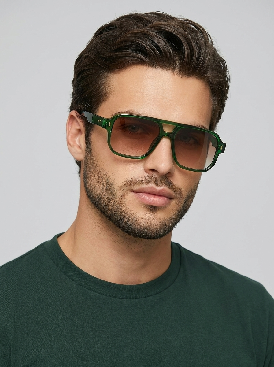 Hadsen | Firkantede Solbriller Med Dobbelt Brobar Og UV400