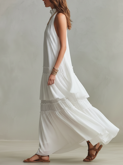 Airy | High Neck Tiered Boho Vacation Maxikjole