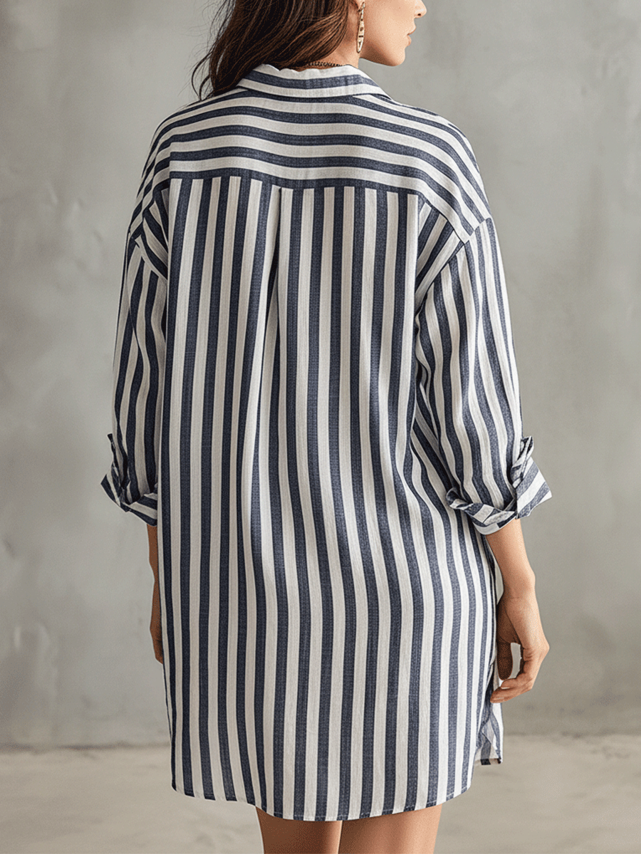 Elegant Oversized Striped Mini Summer Dress