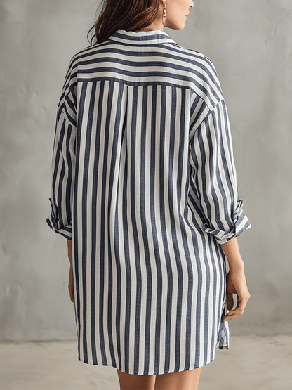 Elegant Oversized Striped Mini Summer Dress