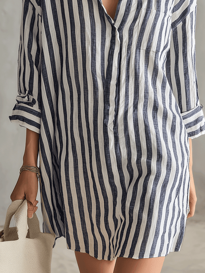 Elegant Oversized Striped Mini Summer Dress
