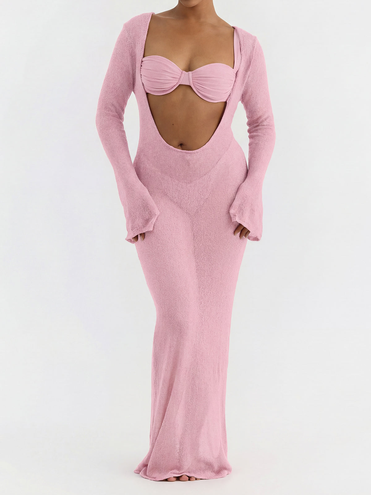 Isla | Knit Cover-Up Ruched Three Piece Bikini Set