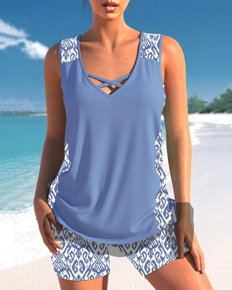 Elegant Tummy Control Two Piece Swimsuit