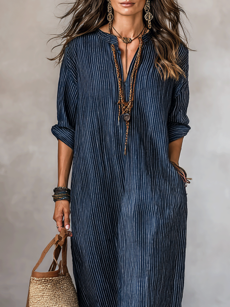 Indigo | Løs Pasform Boho Ferie Maxikjole til Kvinder