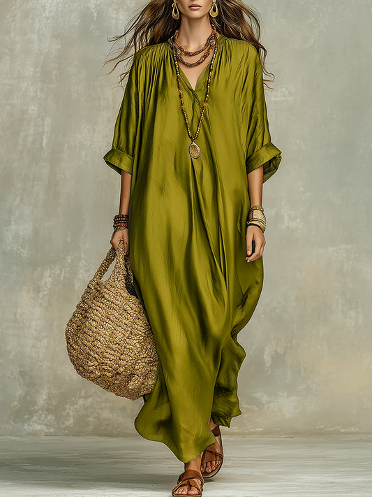 Olive | Afslappet Boho Strandferie Maxikjole til Kvinder