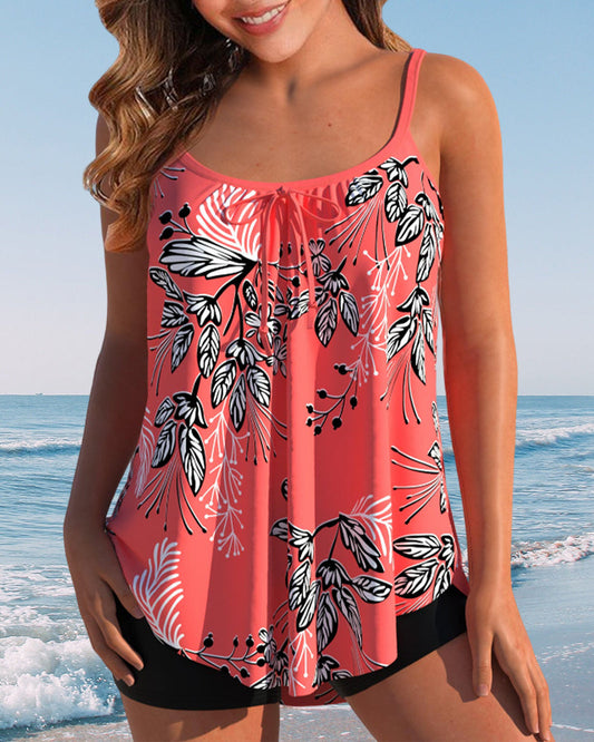Charlotte | Printed Color Tankini Swimsuit Set