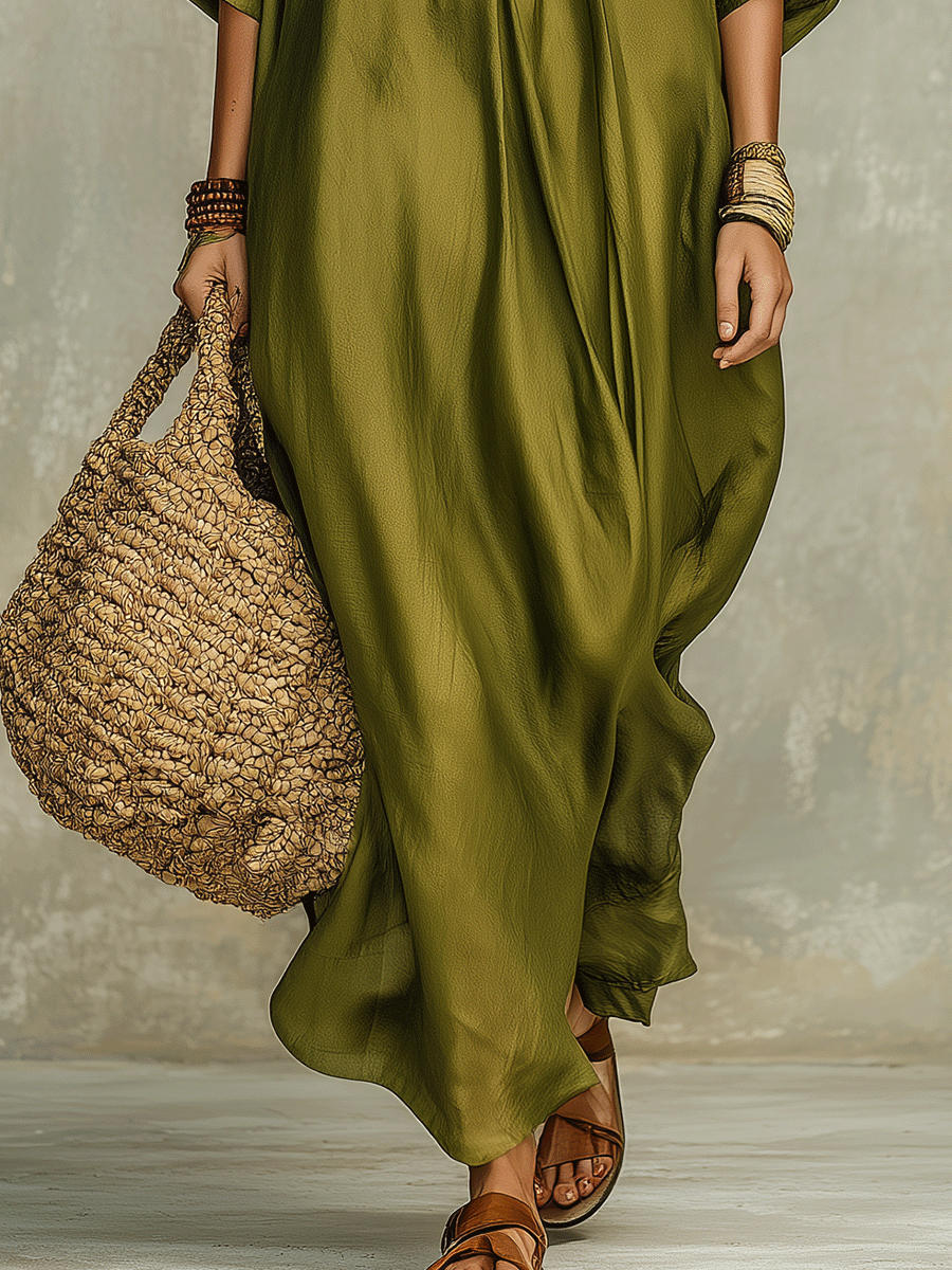 Olive | Afslappet Boho Strandferie Maxikjole til Kvinder