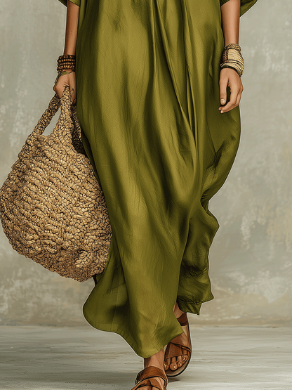Olive | Afslappet Boho Strandferie Maxikjole til Kvinder