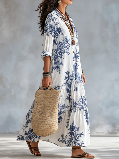 Floy | Blomstret Boho Sommerkjole til Bryllupsgæst