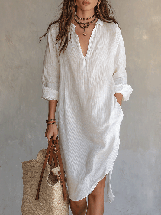 Nomad | Hvid Boho Strandferie Midikjole til Kvinder