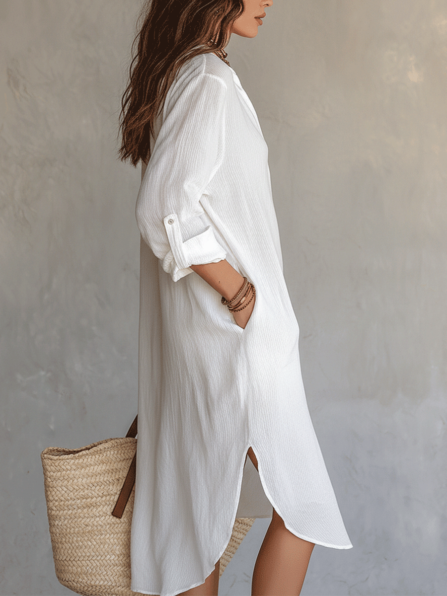 Nomad | Hvid Boho Strandferie Midikjole til Kvinder
