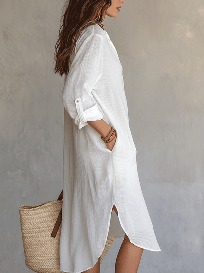 Nomad | Hvid Boho Strandferie Midikjole til Kvinder