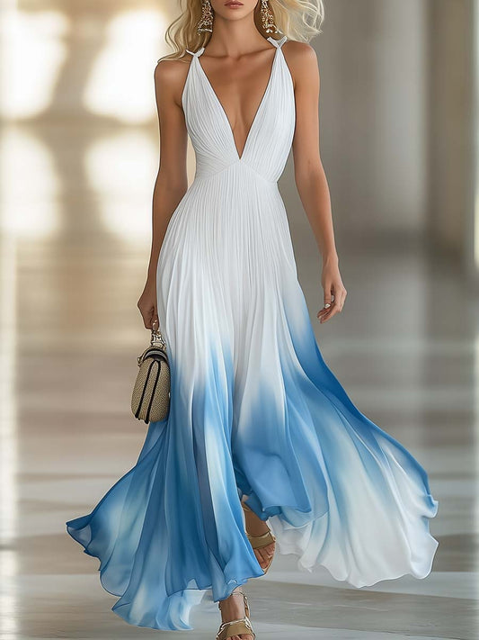 Elegant Plisseret Chiffon Sommerkjole til Bryllupsgæst