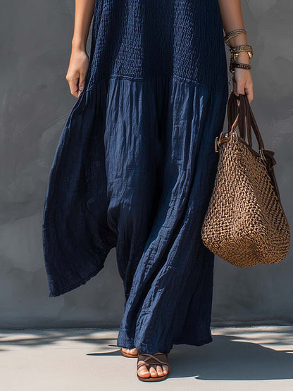 Nomi | Bohemian Patchwork Linen Vacation Maxi Dress
