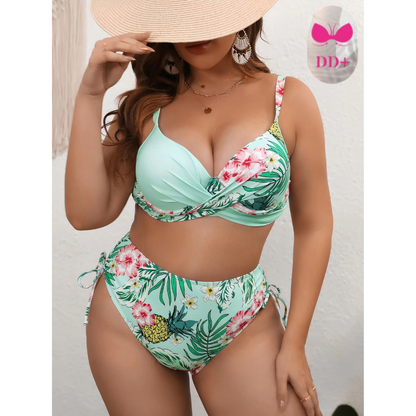 Plus Size High Waist Two Piece Bikini Set