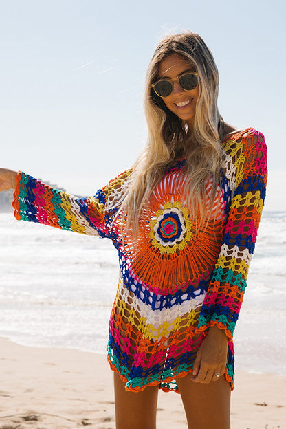 Colorful Print Sun Protection Swimsuit Cover Up