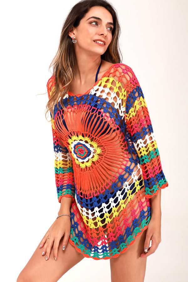 Colorful Print Sun Protection Swimsuit Cover Up