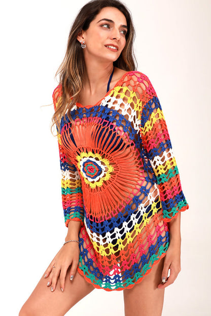 Colorful Print Sun Protection Swimsuit Cover Up