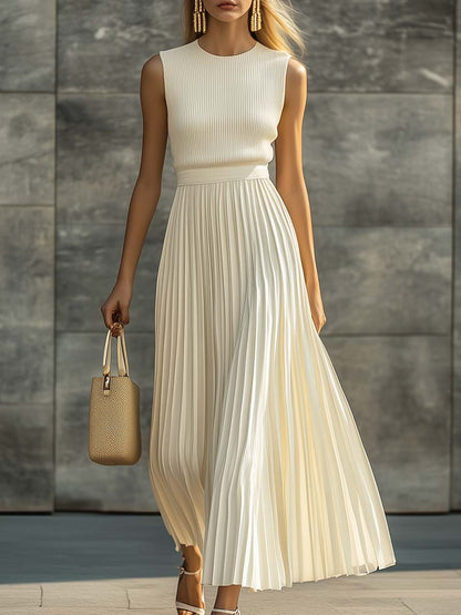 Cream | Chiffon Pleated Hem Summer Wedding Guest Maxi Dress