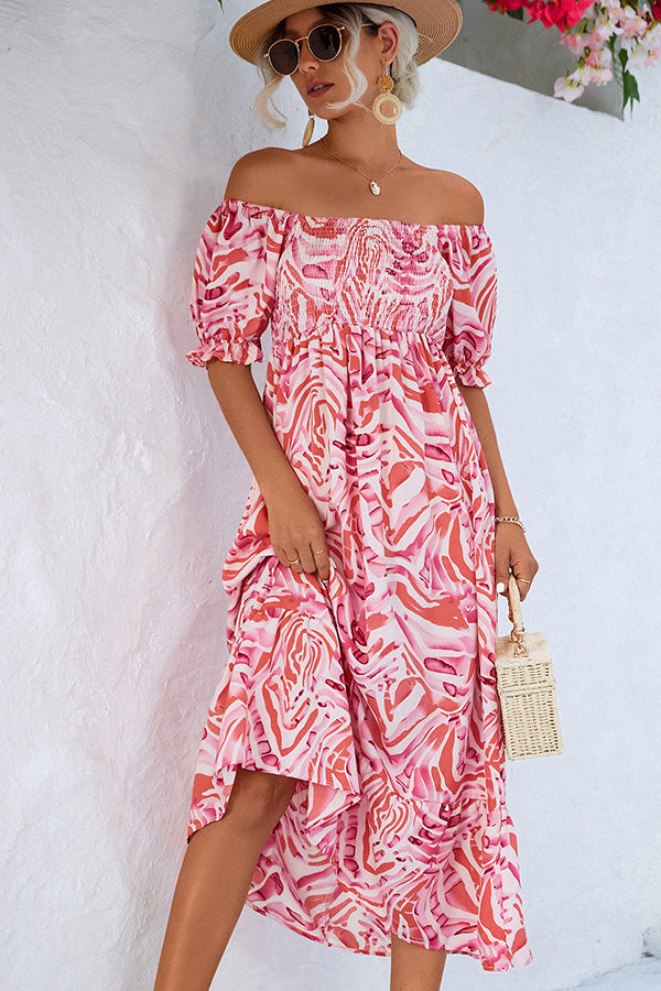 Cele | Smocked Shoulder Midi Summer Dress