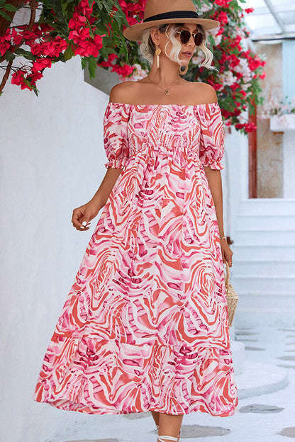 Cele | Smocked Shoulder Midi Summer Dress