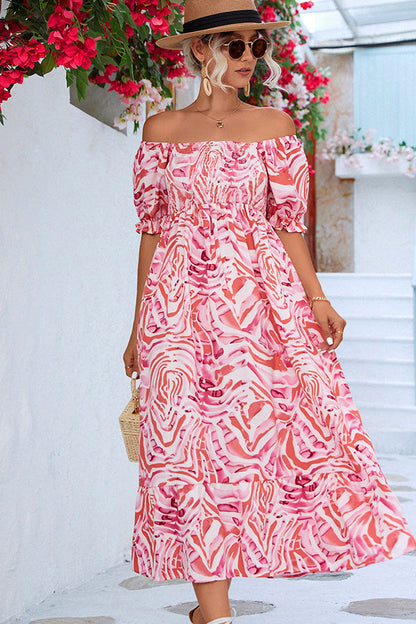 Cele | Smocked Shoulder Midi Summer Dress