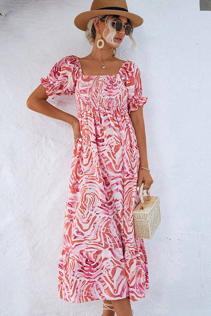 Cele | Smocked Shoulder Midi Summer Dress