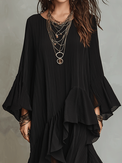 Roux | Asymmetric Ruffle Boho Midi Summer Dress