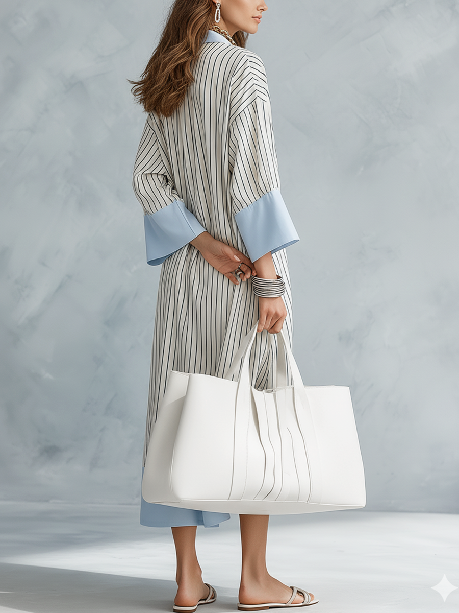 Marin | Striped Relaxed Fit Midi Summer Vacation Dress