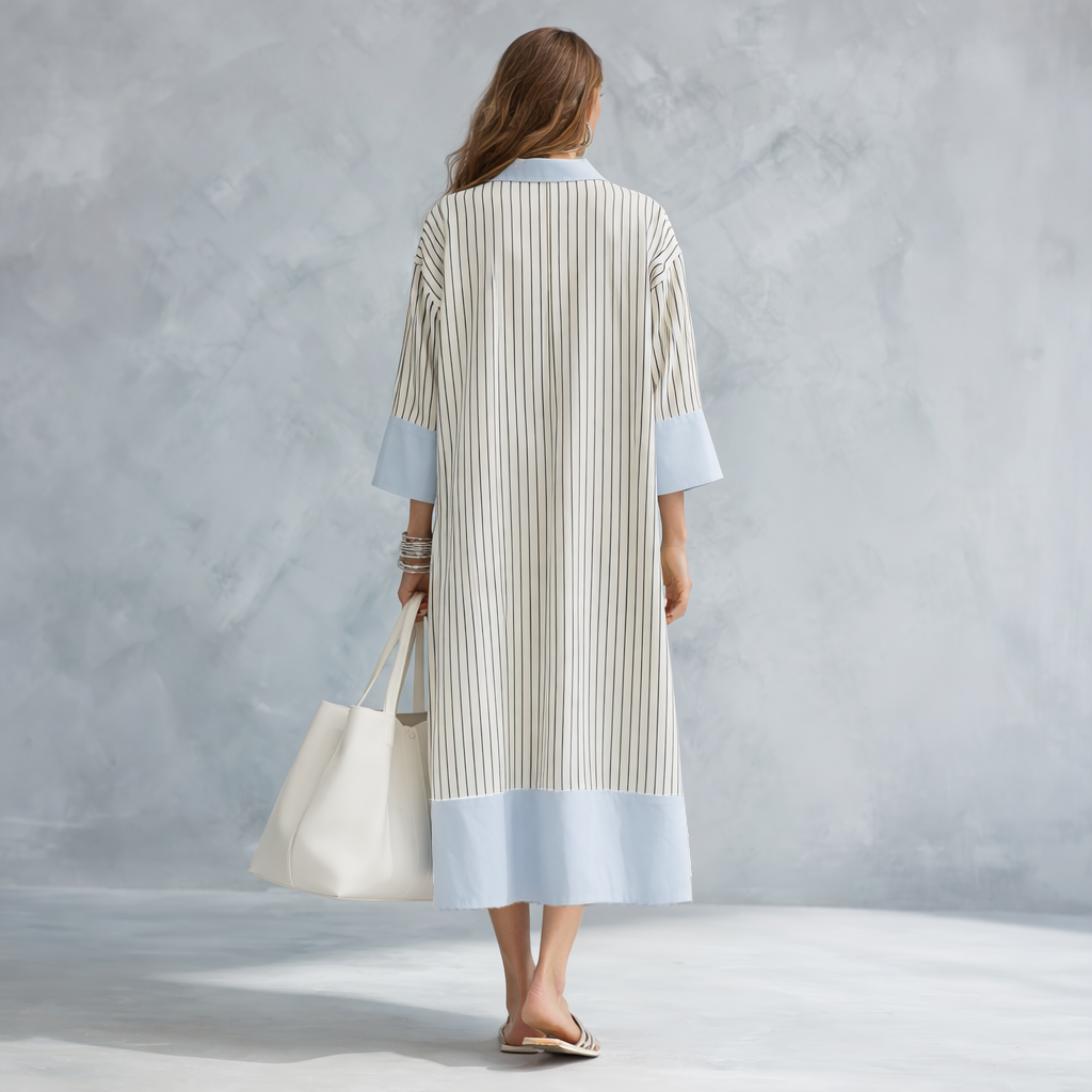 Marin | Striped Relaxed Fit Midi Summer Vacation Dress