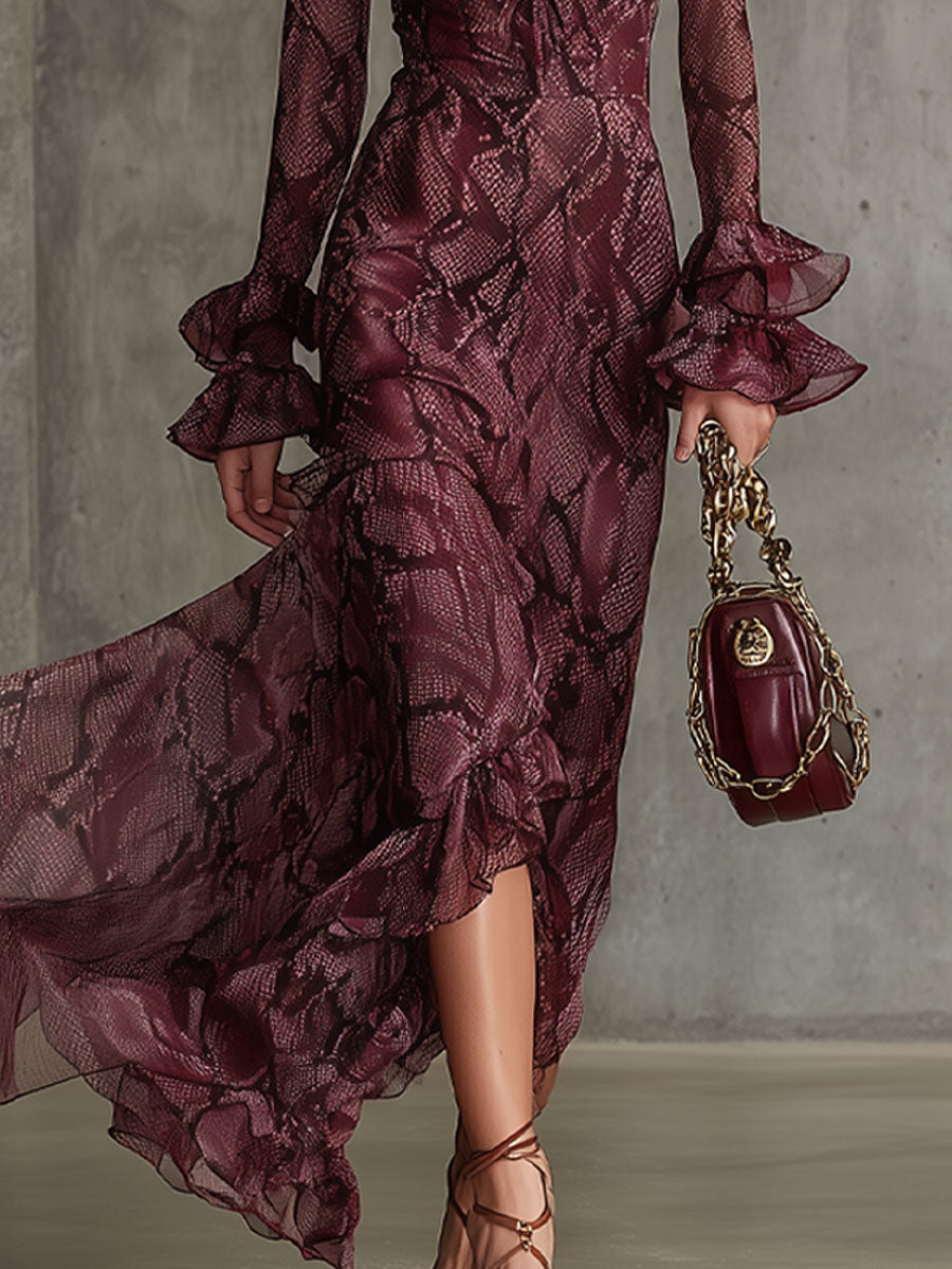 Viper | Ruffled Chiffon Summer Wedding Guest Maxi Dress