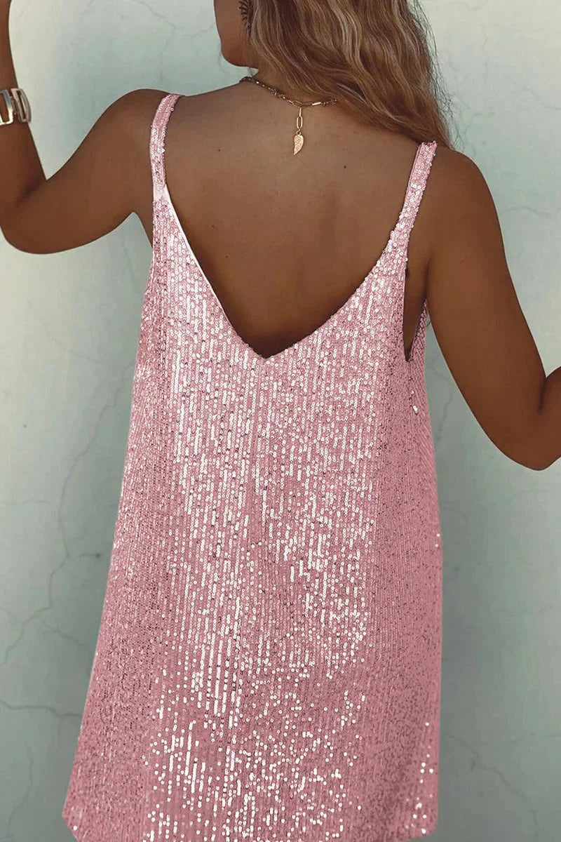Stella | Sparkle V-Back Sequin Mini Dress