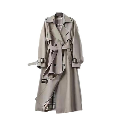 En Lang A-formet Trenchcoat med Bælte