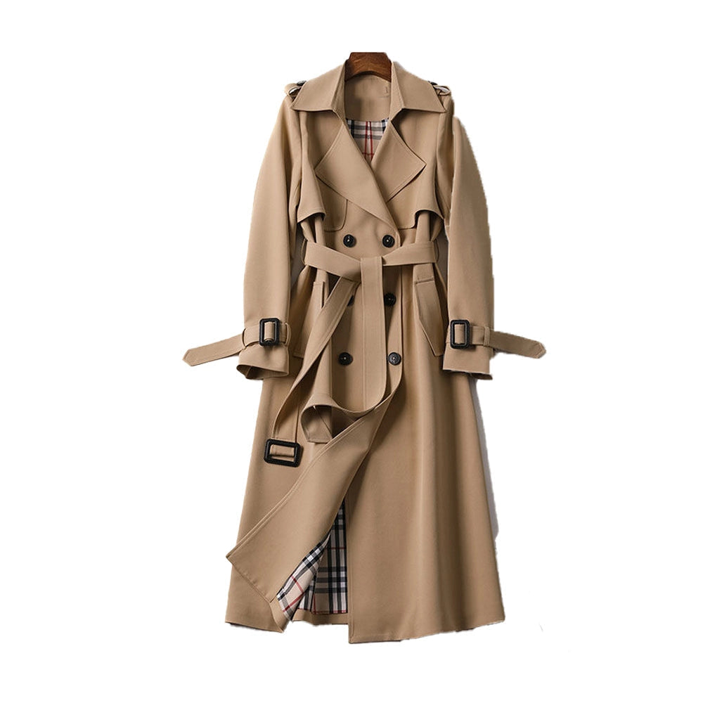 En Lang A-formet Trenchcoat med Bælte