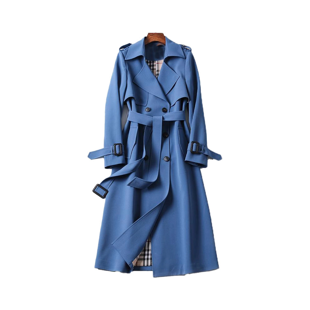 En Lang A-formet Trenchcoat med Bælte