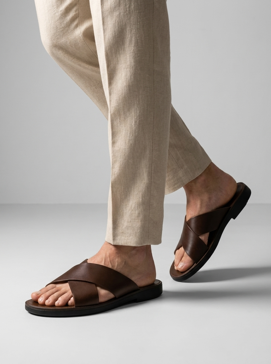 Lauren | Flade Sandaler Med Krydsremme Og Gummisål