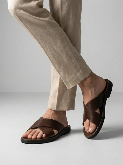 Lauren | Flade Sandaler Med Krydsremme Og Gummisål