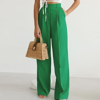 Janet | Pleated High-Waisted Wide Leg Linen Pants