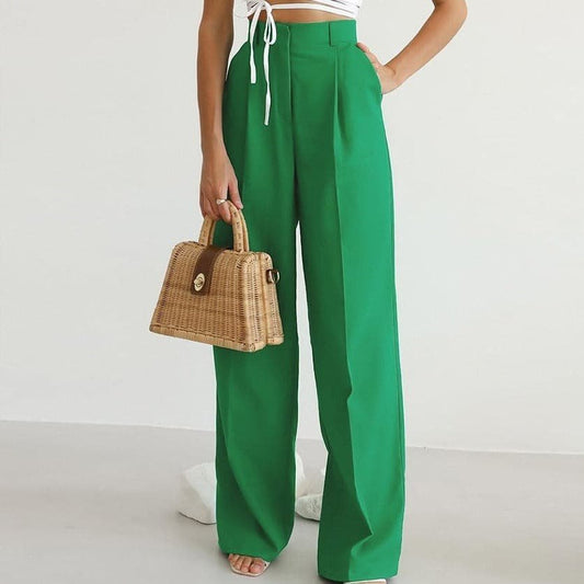 Janet | Pleated High-Waisted Wide Leg Linen Pants