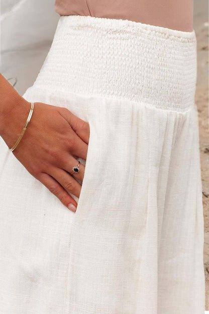 Alexa | Smocked High-Waisted Wide Leg Hørbukser