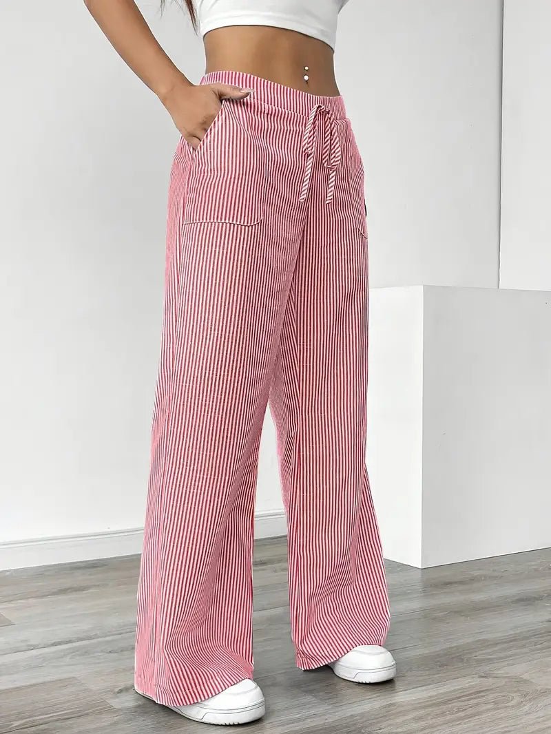 Eleanor | Striped Drawstring Wide-Leg Linen Pants