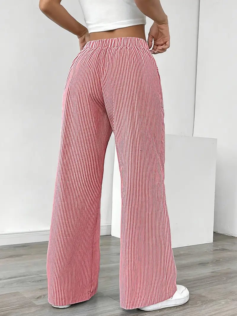 Eleanor | Striped Drawstring Wide-Leg Linen Pants