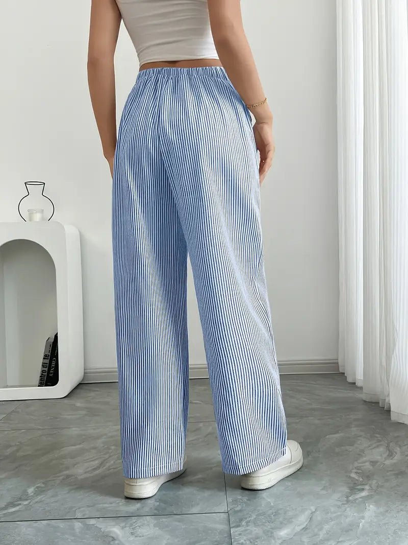 Eleanor | Striped Drawstring Wide-Leg Linen Pants