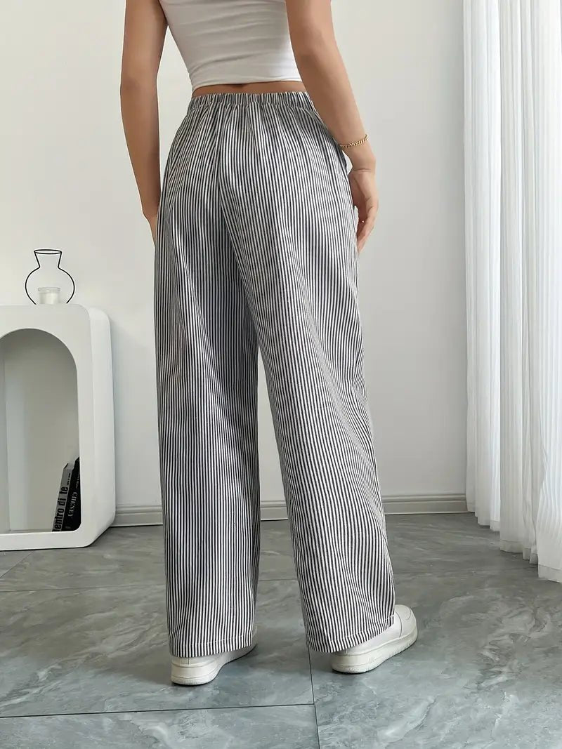 Eleanor | Striped Drawstring Wide-Leg Linen Pants