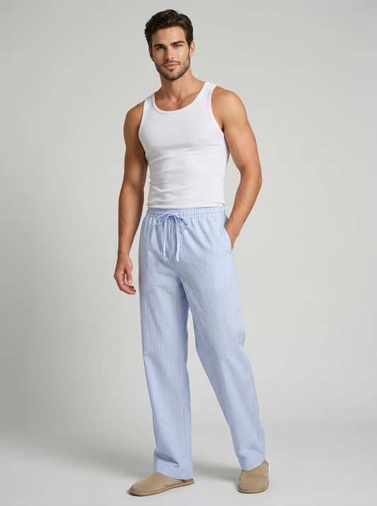 Lorin | Nålestribede Habitbukser Med Læg Og Vide Ben