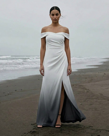 Londyn | Ombre Off-Shoulder Wedding-Guest Dress