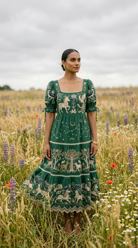 Marissa | Breathable Embroidered Bohemian Midi Dress