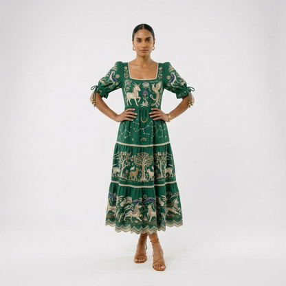 Marissa | Breathable Embroidered Bohemian Midi Dress